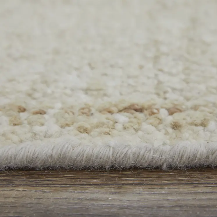 2' X 3' Ivory Tan and Gray Wool Floral Hand Knotted Area Rug