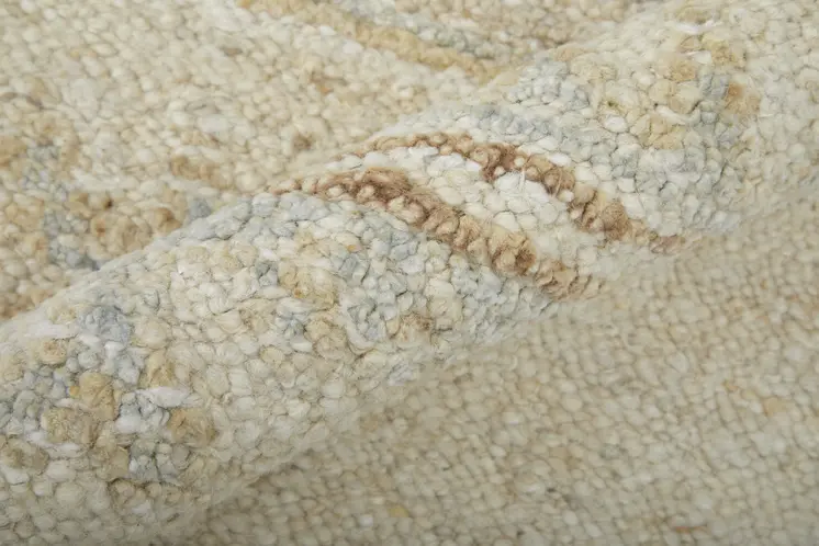 2' X 3' Ivory Tan and Gray Wool Floral Hand Knotted Area Rug