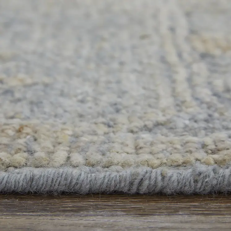 12' X 15' Gray and Blue Wool Floral Hand Knotted Area Rug