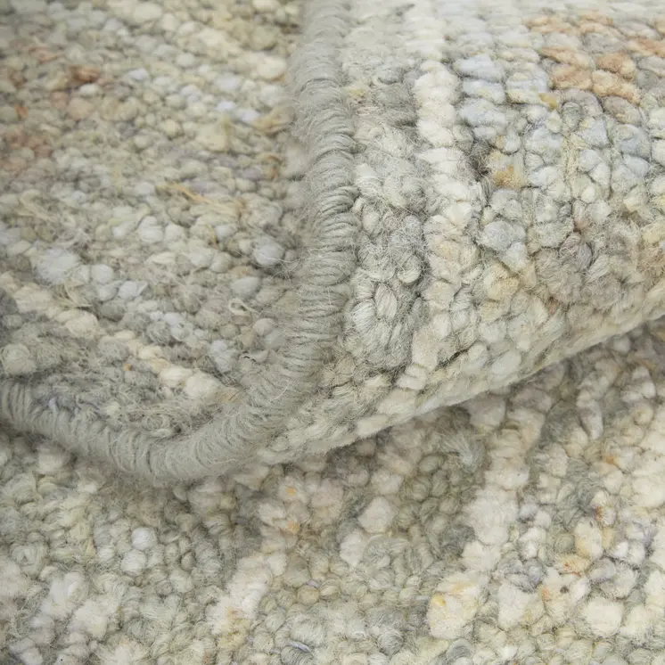 6' X 9' Gray and Brown Wool Floral Hand Knotted Area Rug