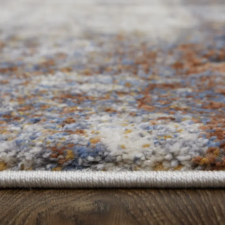 8' X 10' Gray Blue and Ivory Checkered Power Loom Area Rug