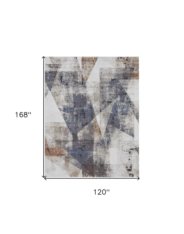 10' X 14' Gray Blue and Ivory Checkered Power Loom Area Rug
