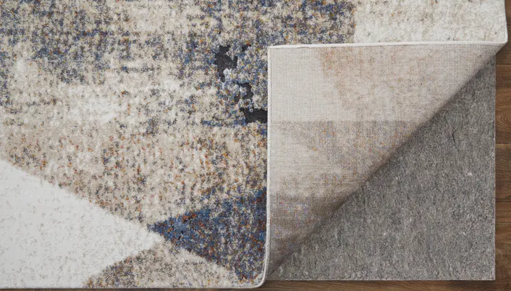 2' X 3' Gray Blue and Ivory Checkered Power Loom Area Rug