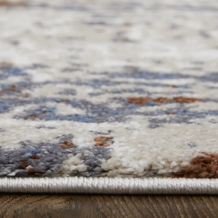 8' X 10' Gray Blue and Ivory Abstract Power Loom Area Rug