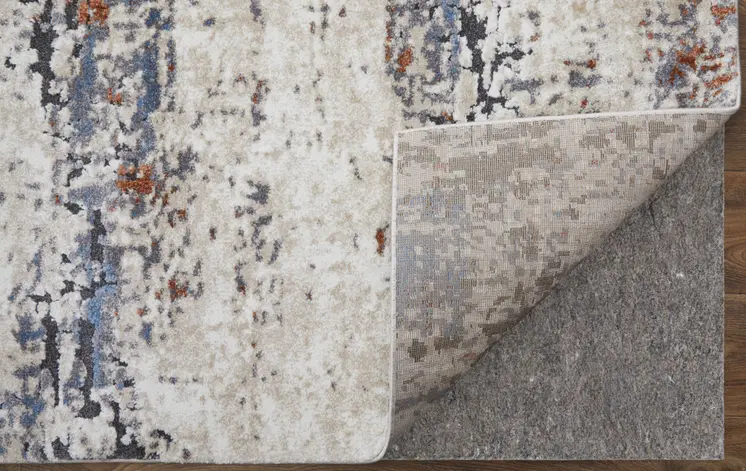 8' X 10' Gray Blue and Ivory Abstract Power Loom Area Rug