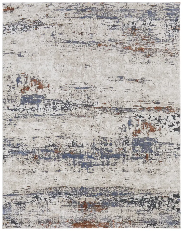8' X 10' Gray Blue and Ivory Abstract Power Loom Area Rug
