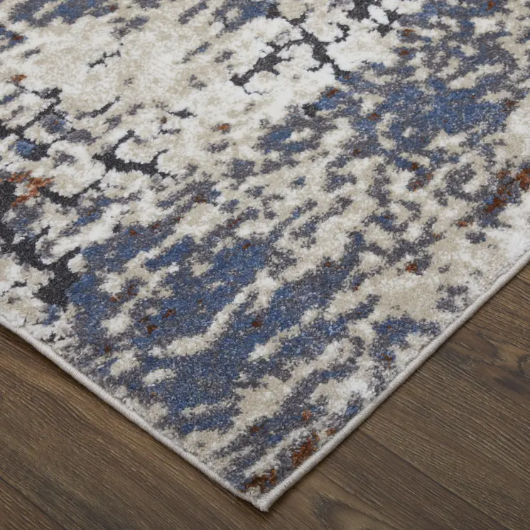 10' X 14' Gray Blue and Ivory Abstract Power Loom Area Rug
