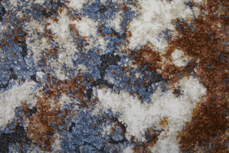 2' X 3' Ivory Blue and Brown Abstract Power Loom Area Rug
