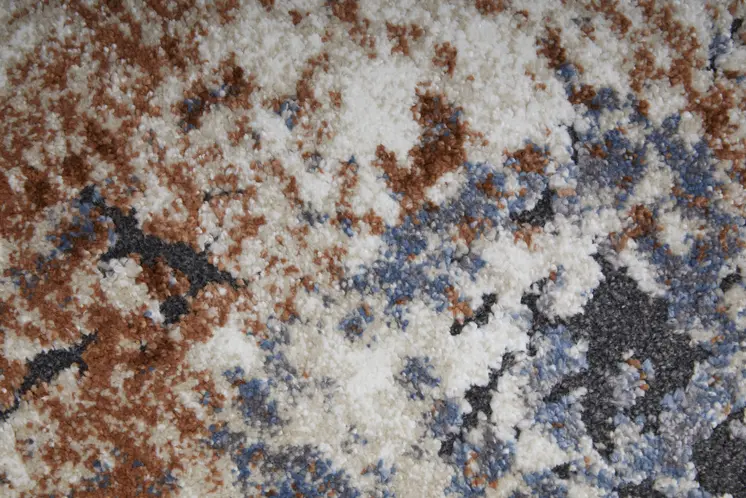 2' X 3' Blue Gray and Brown Abstract Power Loom Worn Faded Area Rug
