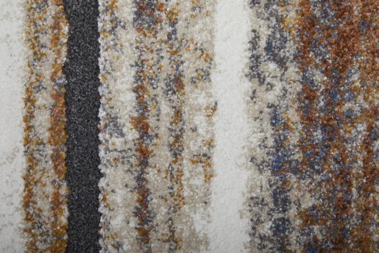 10' X 14' Ivory Blue and Brown Striped Power Loom Area Rug