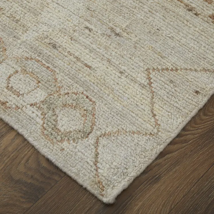 8' X 10' Tan Brown and Gray Wool Moroccan Hand Knotted Area Rug