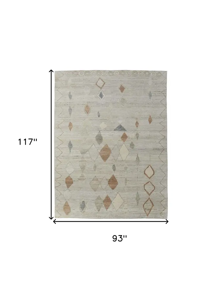 8' X 10' Tan Brown and Gray Wool Moroccan Hand Knotted Area Rug