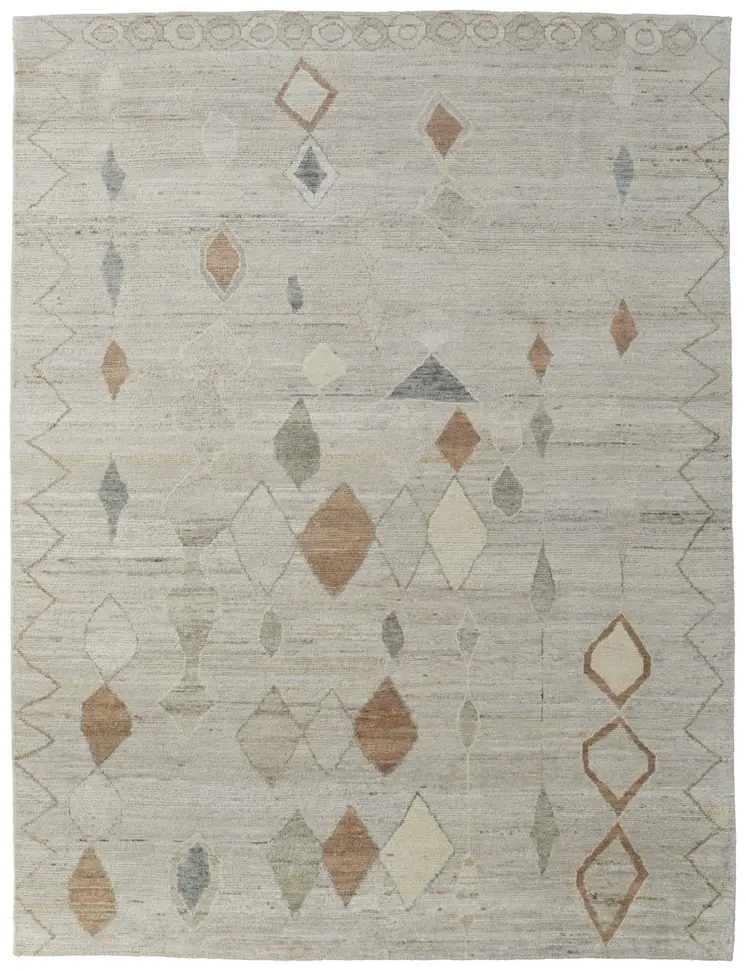 8' X 10' Tan Brown and Gray Wool Moroccan Hand Knotted Area Rug