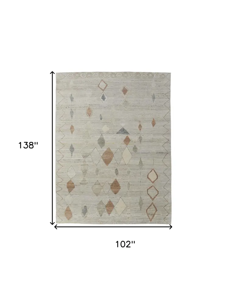 8' X 12' Tan Brown and Gray Wool Moroccan Hand Knotted Area Rug