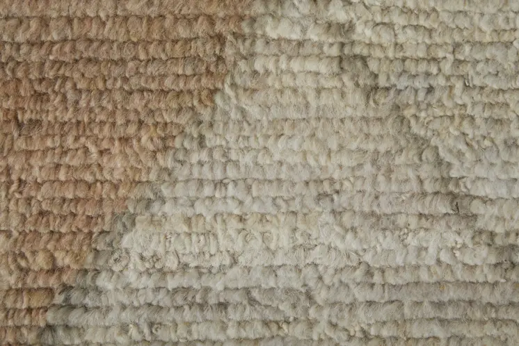 2' X 3' Tan Brown and Gray Wool Moroccan Hand Knotted Area Rug
