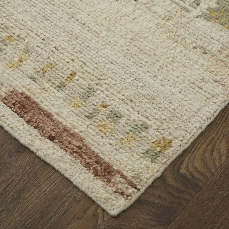 8' X 12' Gray Tan and Green Wool Abstract Hand Knotted Area Rug