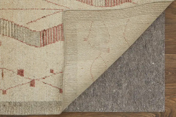 6' X 9' Gray and Red Wool Geometric Hand Knotted Area Rug