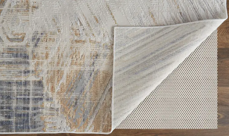 3' X 5' Gray and Ivory Abstract Power Loom Worn Faded Area Rug