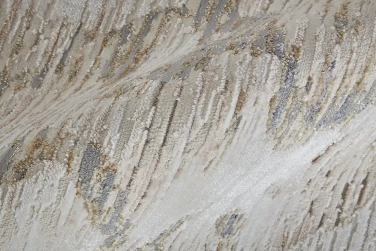 3' X 5' Ivory Tan and Blue Ombre Power Loom Area Rug