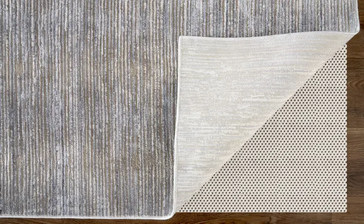 3' X 5' Taupe and Silver Abstract Power Loom Worn Faded Area Rug
