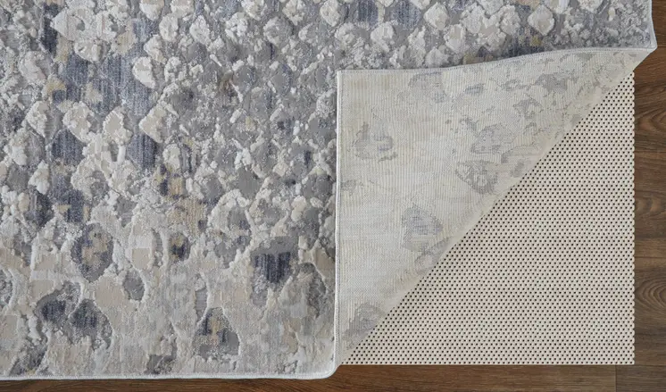 5' X 8' Gray Silver and Blue Floral Power Loom Area Rug