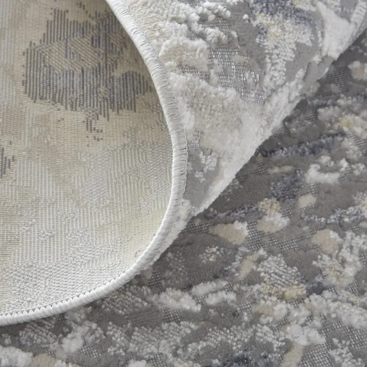 10' X 13' Gray Silver and Blue Floral Power Loom Area Rug