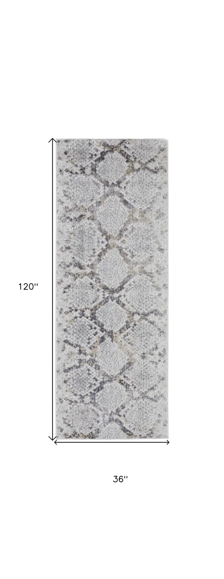 10' Gray and Silver Floral Power Loom Runner Rug