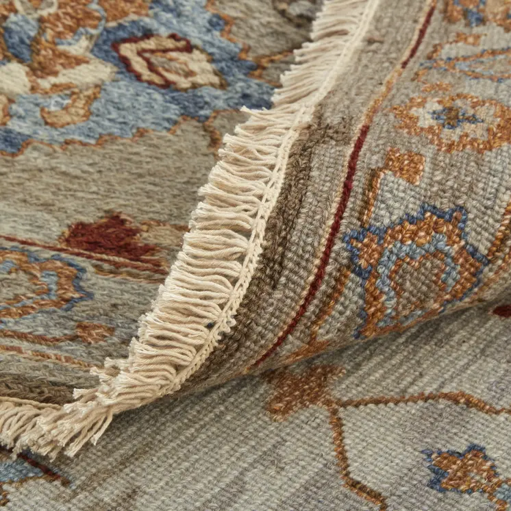 4' X 6' Tan Brown and Gray Wool Floral Hand Knotted Area Rug With Fringe