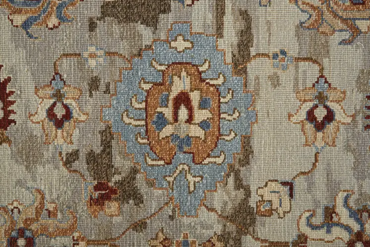 4' X 6' Tan Brown and Gray Wool Floral Hand Knotted Area Rug With Fringe