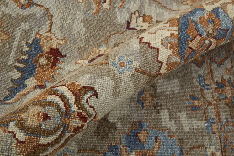 12' X 15' Tan Brown and Gray Wool Floral Hand Knotted Area Rug With Fringe