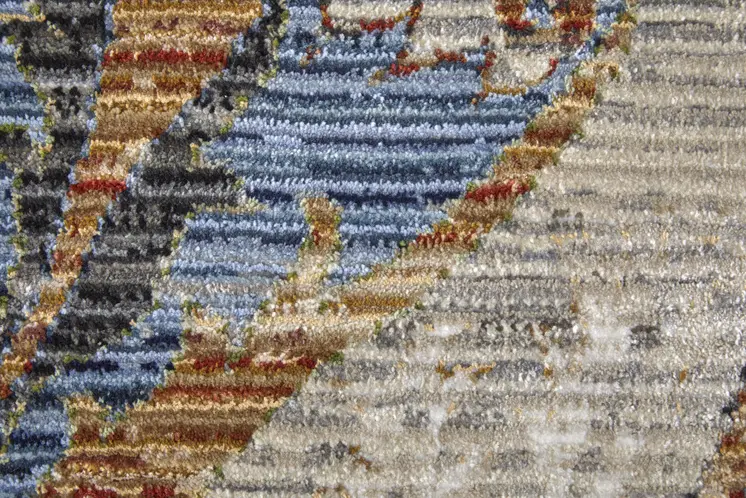 7' X 10' Gray Black and Red Ikat Power Loom Area Rug