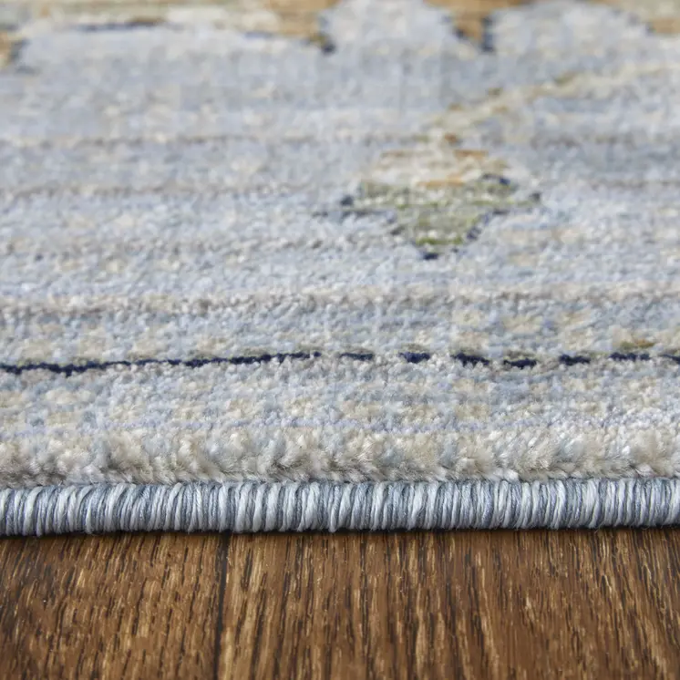 7' X 10' Gray Blue and Green Floral Power Loom Area Rug