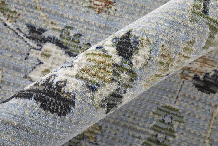 2' X 3' Gray Blue and Green Floral Power Loom Area Rug