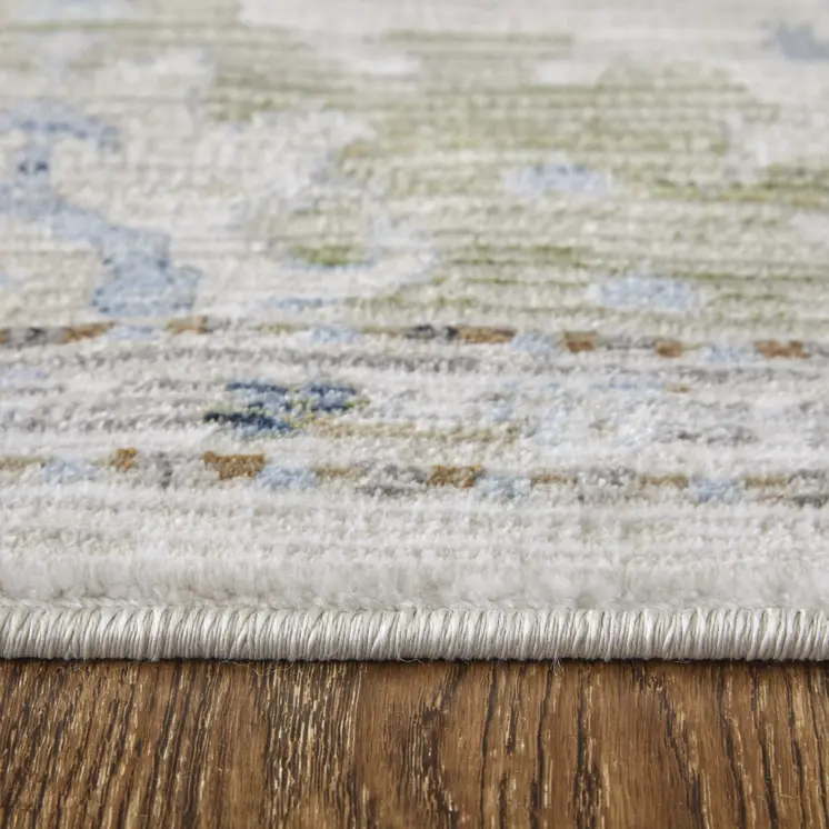 2' X 3' Ivory Red and Blue Floral Power Loom Area Rug
