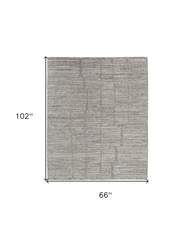 6' X 9' Taupe and Gray Abstract Hand Woven Worn Faded Area Rug