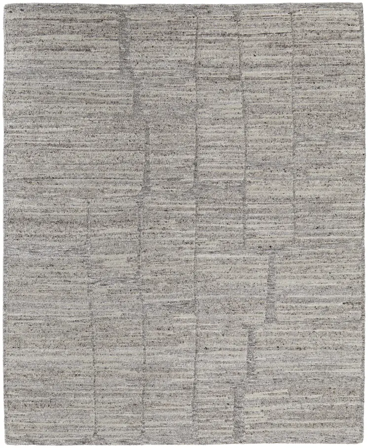 6' X 9' Taupe and Gray Abstract Hand Woven Worn Faded Area Rug