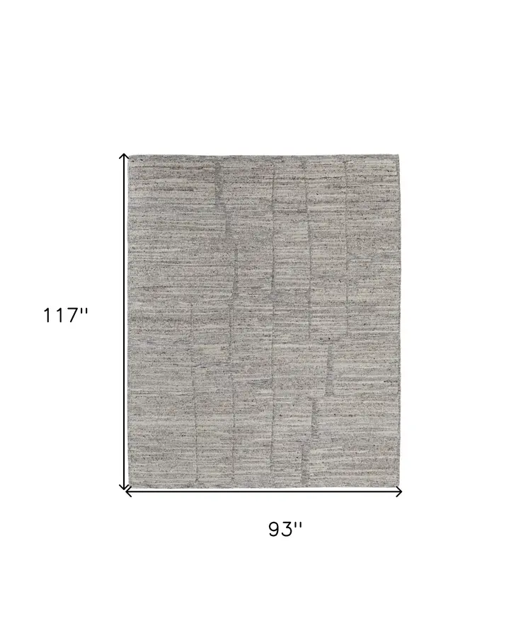 8' X 10' Taupe and Gray Abstract Hand Woven Worn Faded Area Rug
