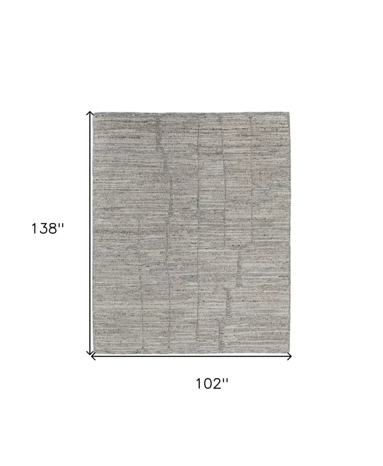 8' X 12' Taupe and Gray Abstract Hand Woven Worn Faded Area Rug
