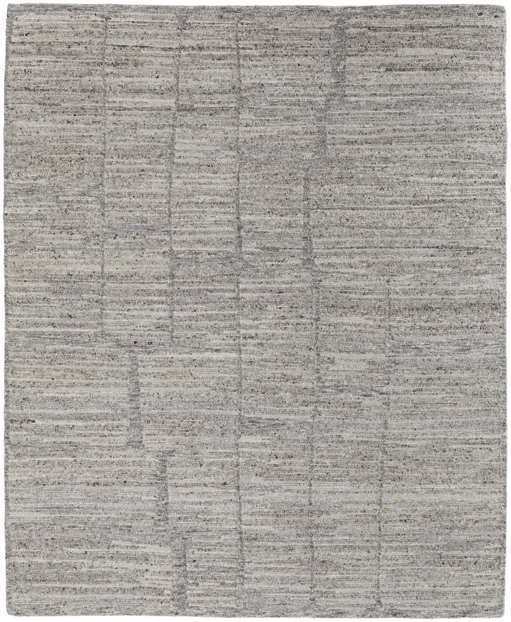 9' X 13' Taupe and Gray Abstract Hand Woven Worn Faded Area Rug