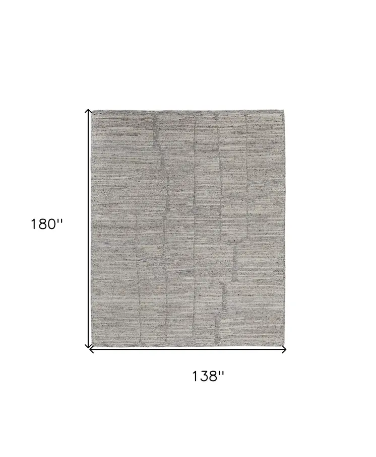 12' X 15' Taupe and Gray Abstract Hand Woven Worn Faded Area Rug