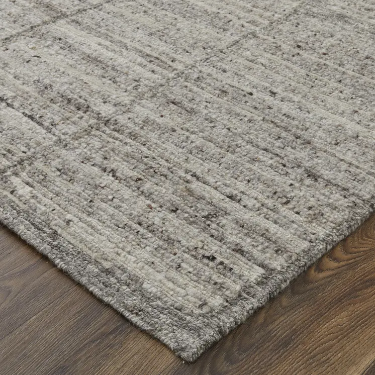 2' X 3' Taupe and Gray Abstract Hand Woven Worn Faded Area Rug