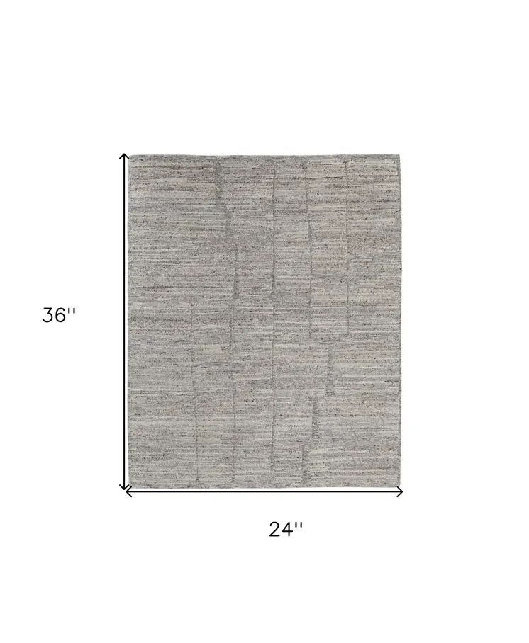 2' X 3' Taupe and Gray Abstract Hand Woven Worn Faded Area Rug