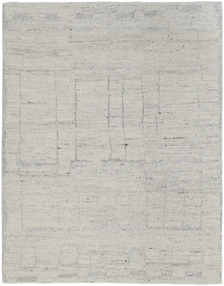 8' X 10' Gray and Ivory Abstract Hand Woven Worn Faded Area Rug