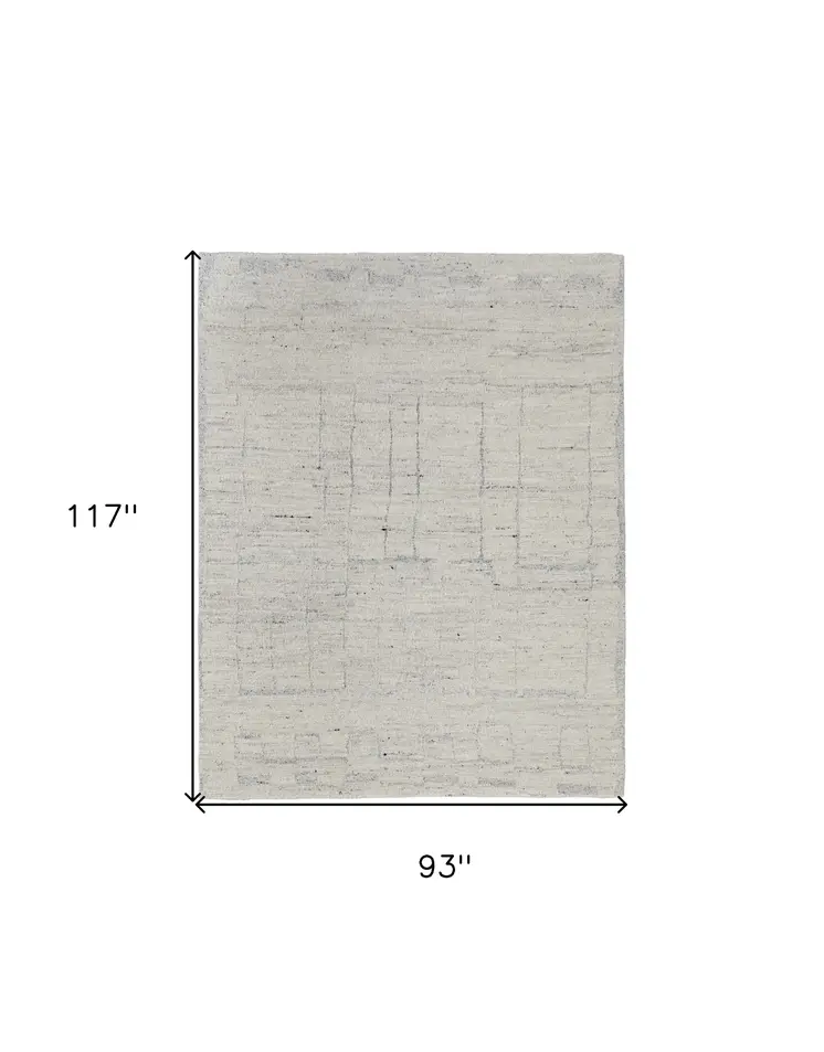 8' X 10' Gray and Ivory Abstract Hand Woven Worn Faded Area Rug