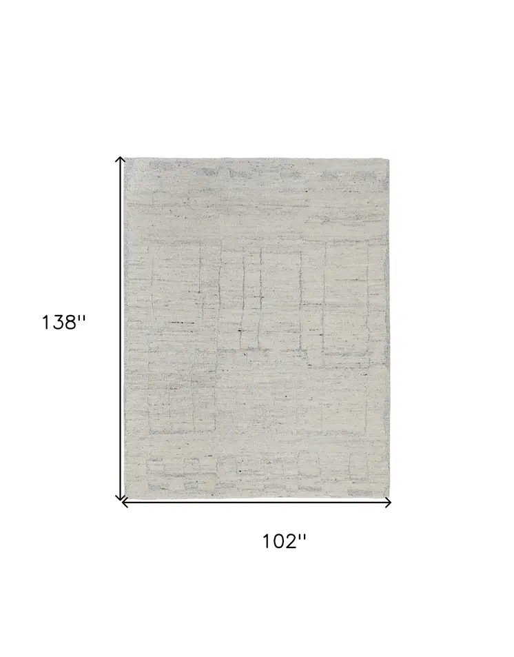 8' X 12' Gray and Ivory Abstract Hand Woven Worn Faded Area Rug