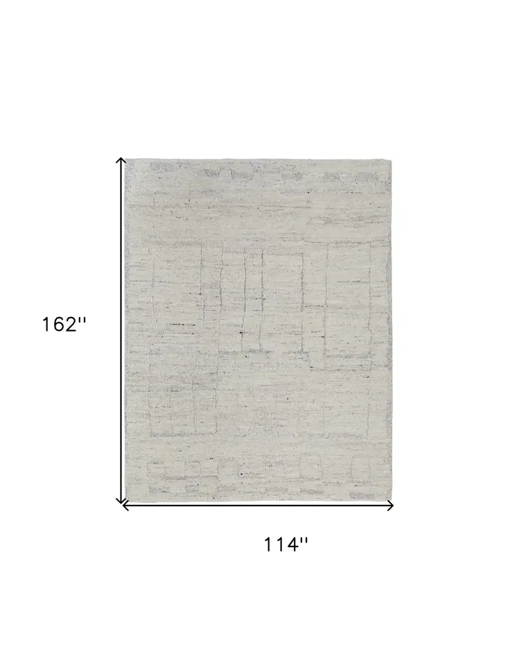 9' X 13' Gray and Ivory Abstract Hand Woven Worn Faded Area Rug