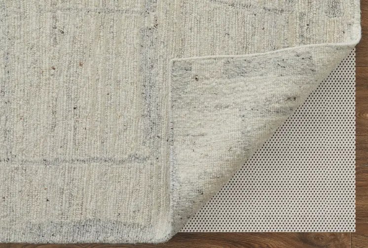 2' X 3' Gray and Ivory Abstract Hand Woven Worn Faded Area Rug