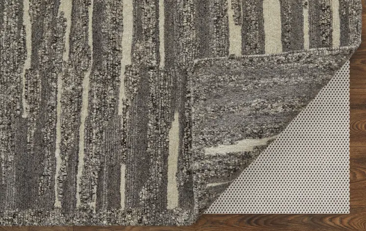 6' X 9' Gray Ivory and Taupe Abstract Hand Woven Area Rug