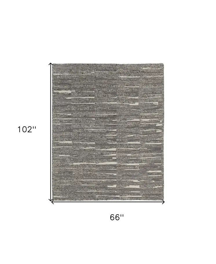 6' X 9' Gray Ivory and Taupe Abstract Hand Woven Area Rug