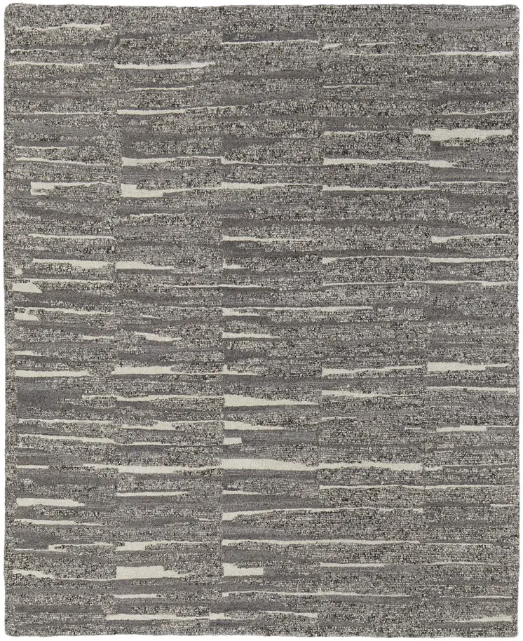 8' X 10' Gray Ivory and Taupe Abstract Hand Woven Area Rug